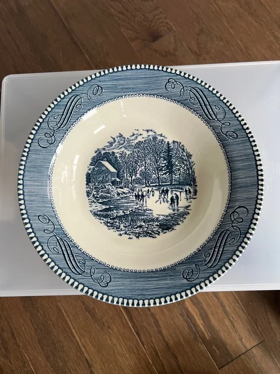 Vintage Currier & Ives "Early Winter" Rimmed Soup Bowls - Picture 2 of 4